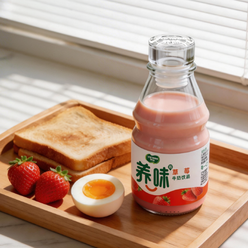 养味草莓香蕉味牛奶儿童早餐奶乳酸菌果味饮品6瓶220ml赠玻璃瓶塞