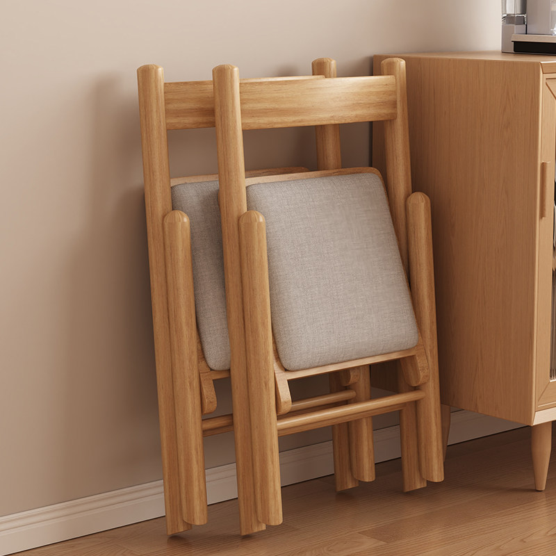 实木靠背椅子可折叠餐桌椅软包餐椅家用不占空间可叠放休闲办公椅