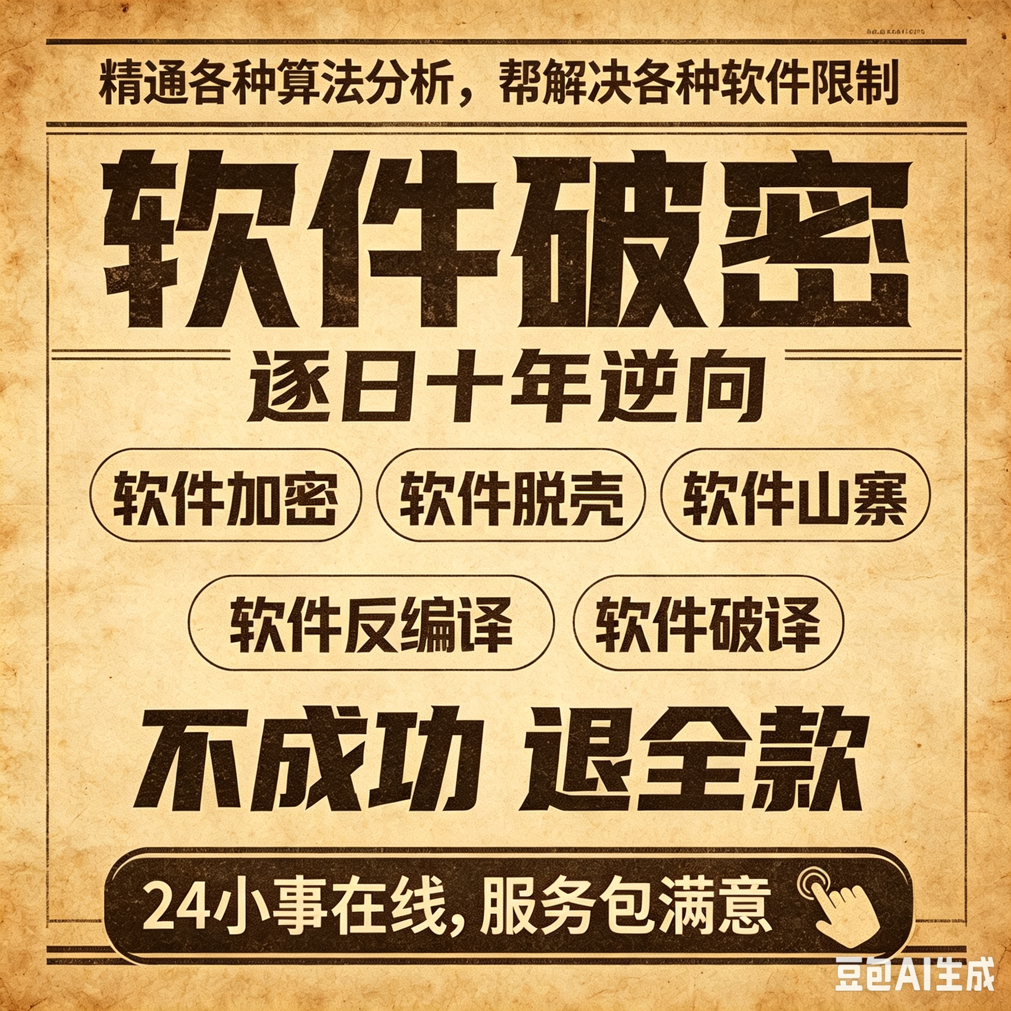 软件脱壳/去验证/去除脚本卡密/去除激活码卡密/软件破y/软件修改