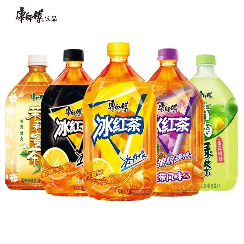 康师傅冰红茶1L*12瓶整箱绿茶水蜜桃鲜果橙茉莉花茶蜂蜜柚酸梅汤