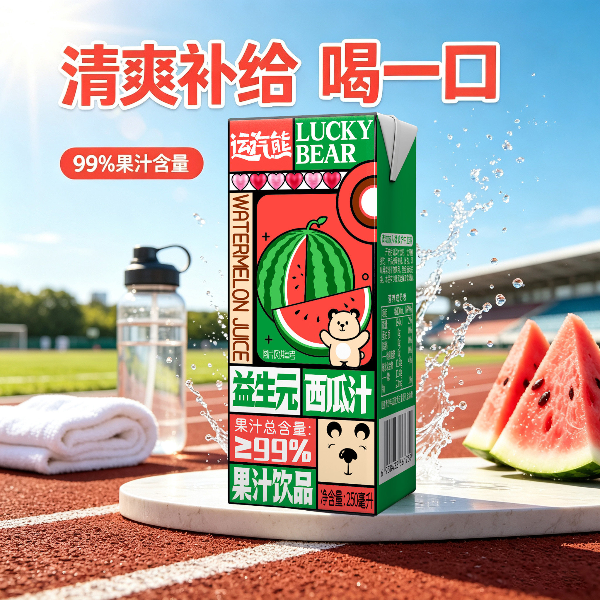 益生元西瓜汁饮料250ml夏季果味/风味/果汁饮料