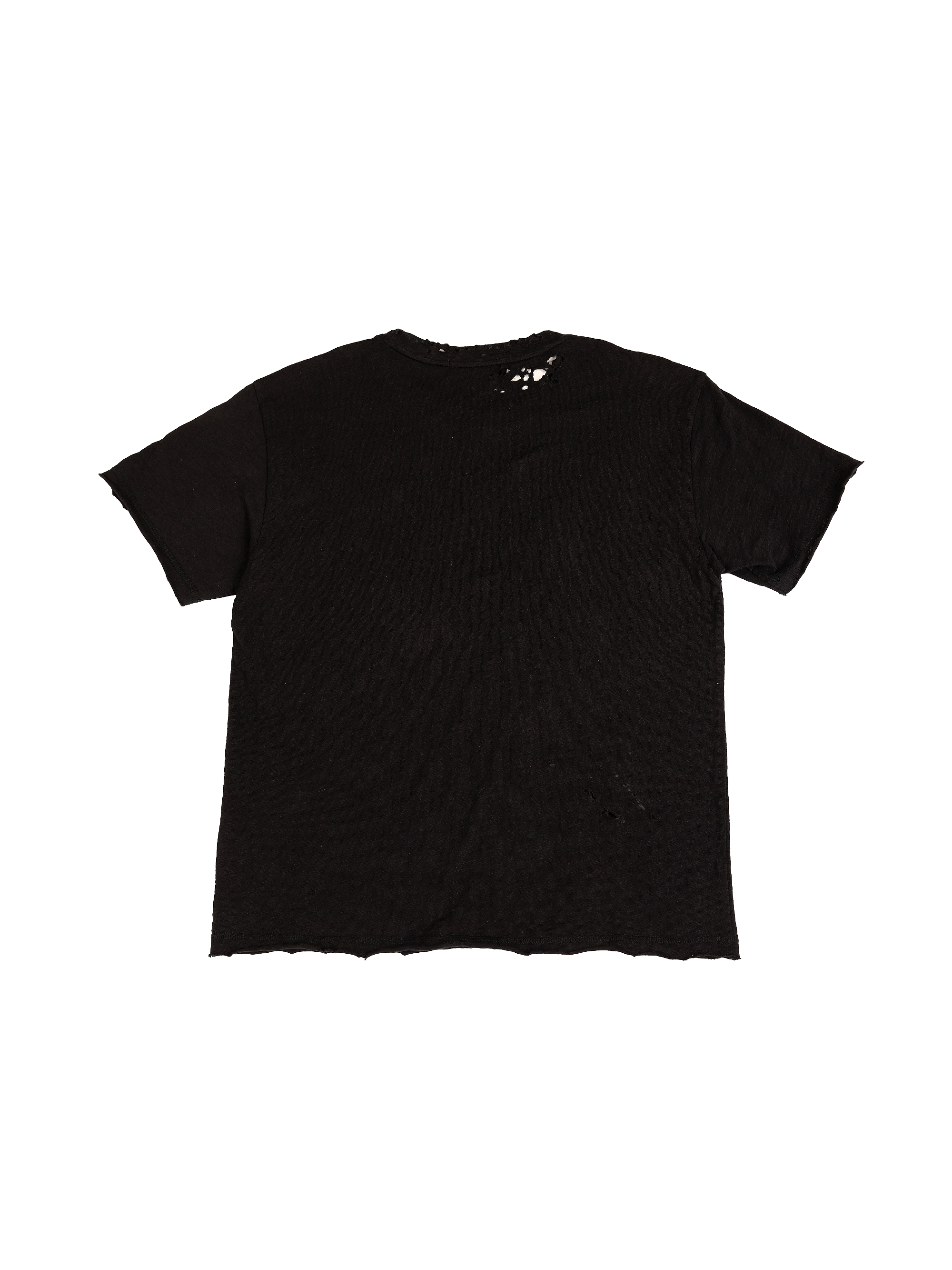 thumbnail for Fmt Online 2025 Spring/Summer New Versatile Short-Sleeve T-Shirt with Distressed Design, Black and White Design, Bamboo Fabric