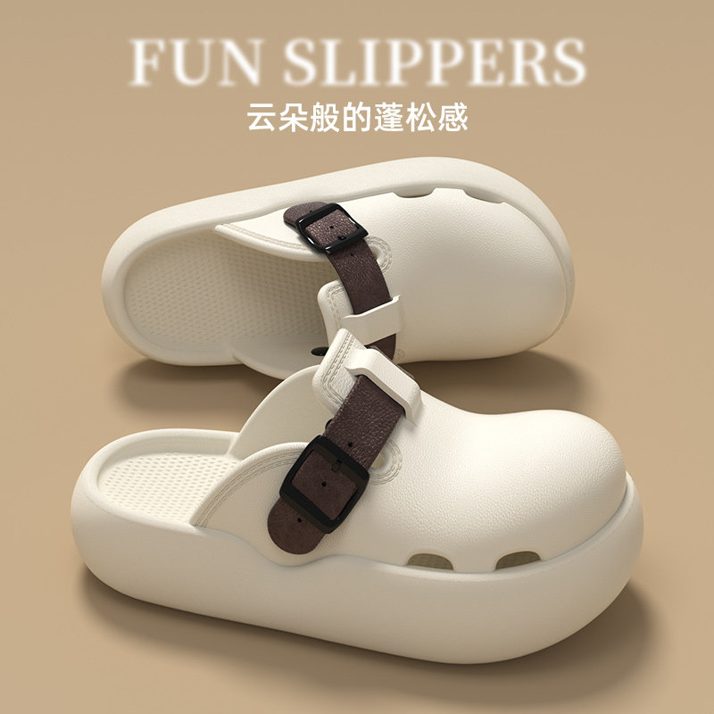 2026新款勃肯鞋时尚简约百搭外穿包头成人凉拖洞洞鞋女夏厚底拖鞋