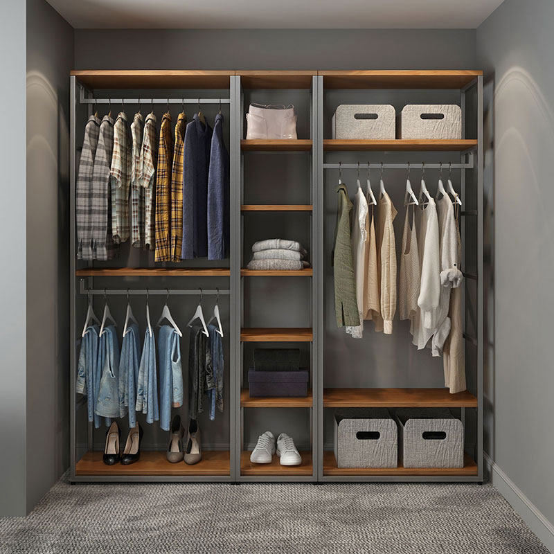 开放式衣柜组装铁艺衣架落地卧室步入式挂衣架子金属衣帽间置物架