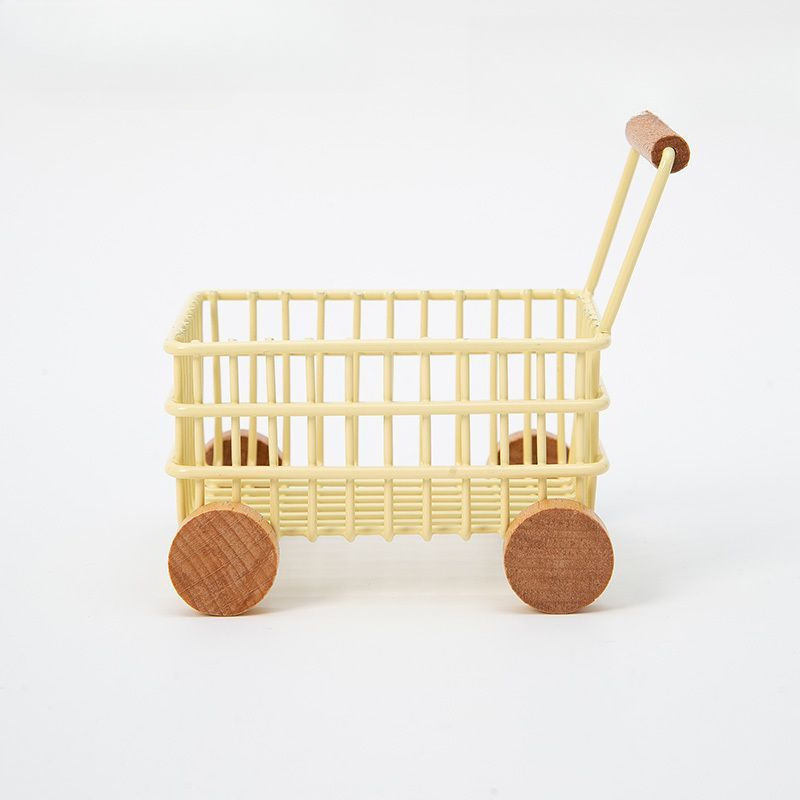 收纳超市购物小车模型创意多功能手推车过家家马卡龙系列