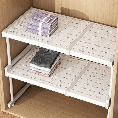 衣柜分层隔板收纳柜子橱柜可伸缩厨柜内置物架衣橱隔断整东龙