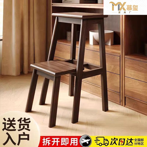 全实木可抽拉凳子家用多功能两用梯子板凳登高客厅楼梯换鞋梯凳