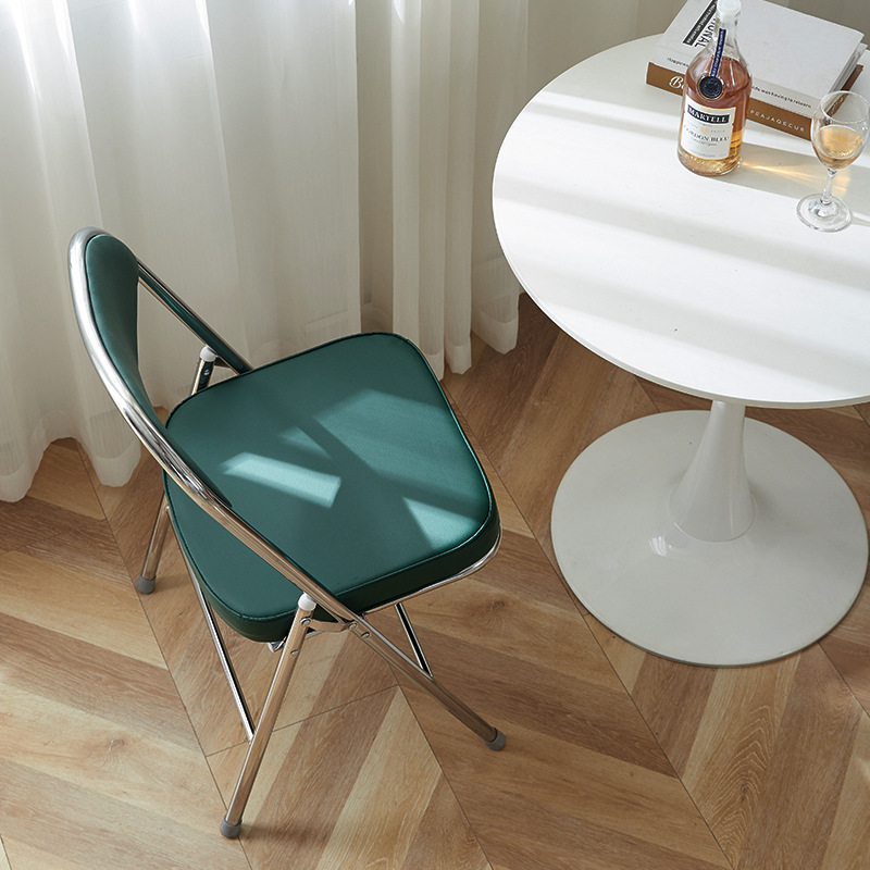 复古经典折叠椅子家用加厚电镀腿网红拍照椅靠背餐椅摄影怀旧凳J*