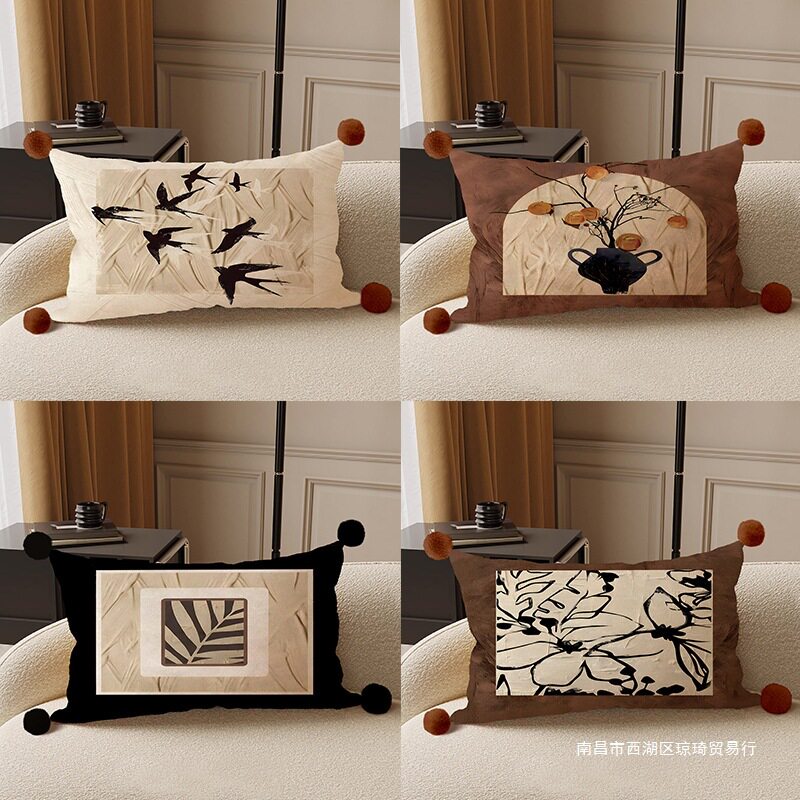 美拉德中古风欧式长方形抱枕客厅沙发靠垫轻奢靠枕靠背卧室枕套