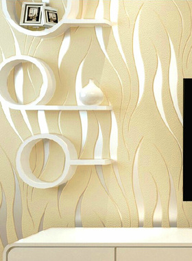 ?简约时尚大气波浪条纹灰色系电视背景墙纸现代客厅沙发无纺布壁