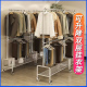 双层挂衣架落地儿童晾衣可移动钢管服装 店两杆上下调节二层展示架