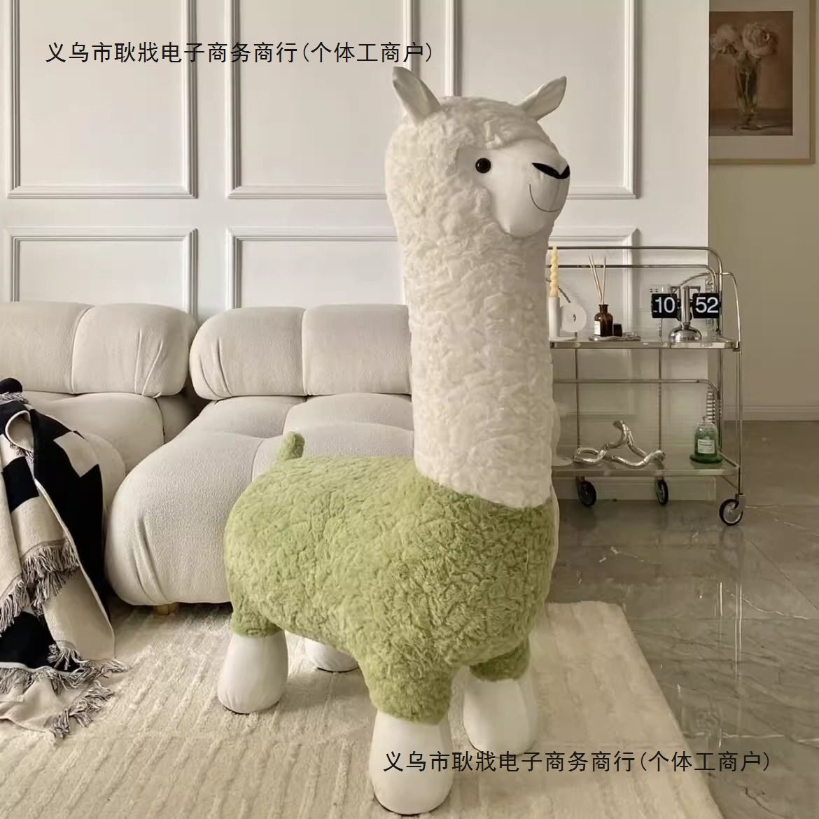 网红创意大号羊驼凳子客厅落地摆件毛绒动物座椅搬家礼物乔迁新居,家居饰品,落地摆件,淘宝优惠券,粉丝福利购,淘宝优惠卷