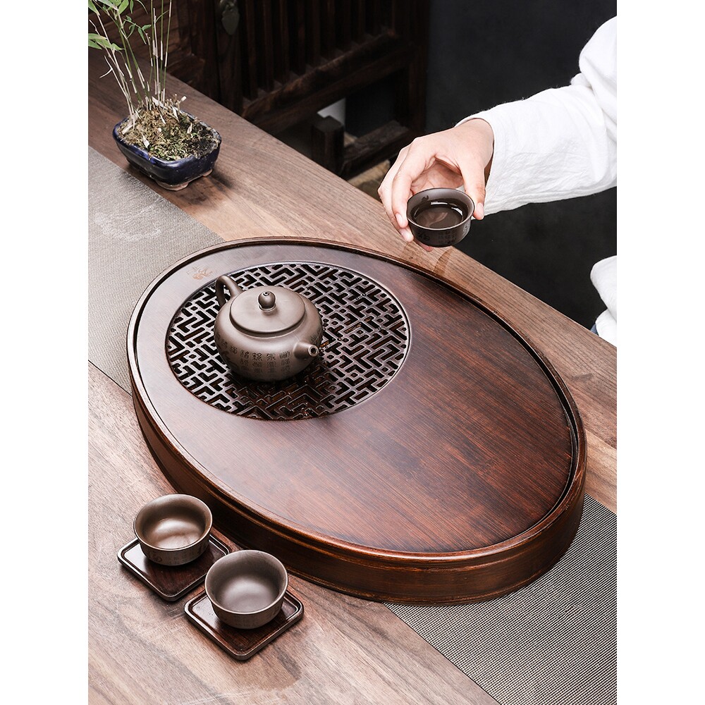 2025新款茶盘家用小型茶台竹茶托盘沥储水茶具圆形办公室实木茶海