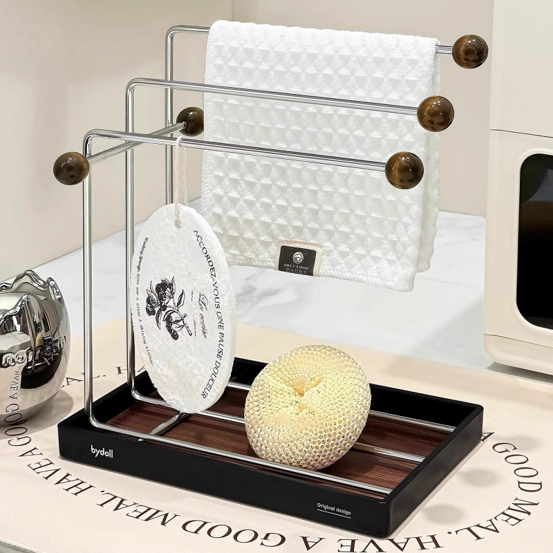 厨房抹布架家用水洗碗海绵沥水架洗碗布毛巾收纳挂架窗台置物架