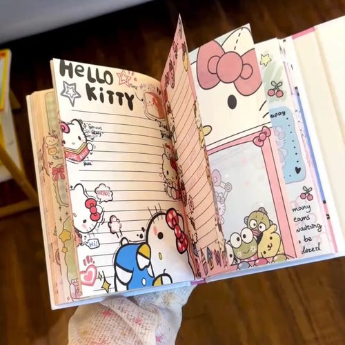 笔记本少女心可爱高颜值手账本小学生三折叠镂空日记本子同学其他
