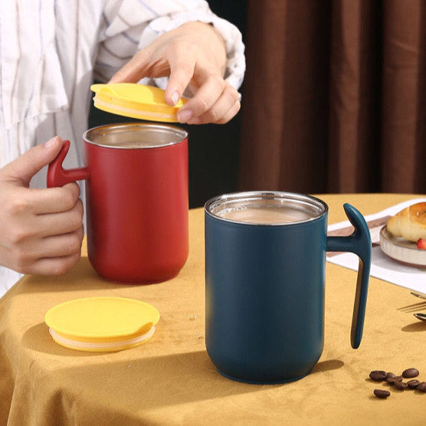 马克杯304不锈钢带盖咖啡杯大容量口杯学生水杯办公室杯子泡茶杯