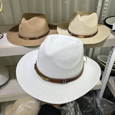 中性风夏季大沿爵士帽男士夏季草帽旅游海边防晒太阳帽女