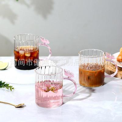 玻璃杯家用客厅耐热水杯泡茶杯牛奶杯喝水杯子家庭套装待客蝴蝶杯