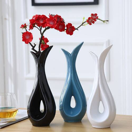 陶瓷轻奢花瓶小清新简约现代家居客厅餐桌水养鲜花插花器白色摆件