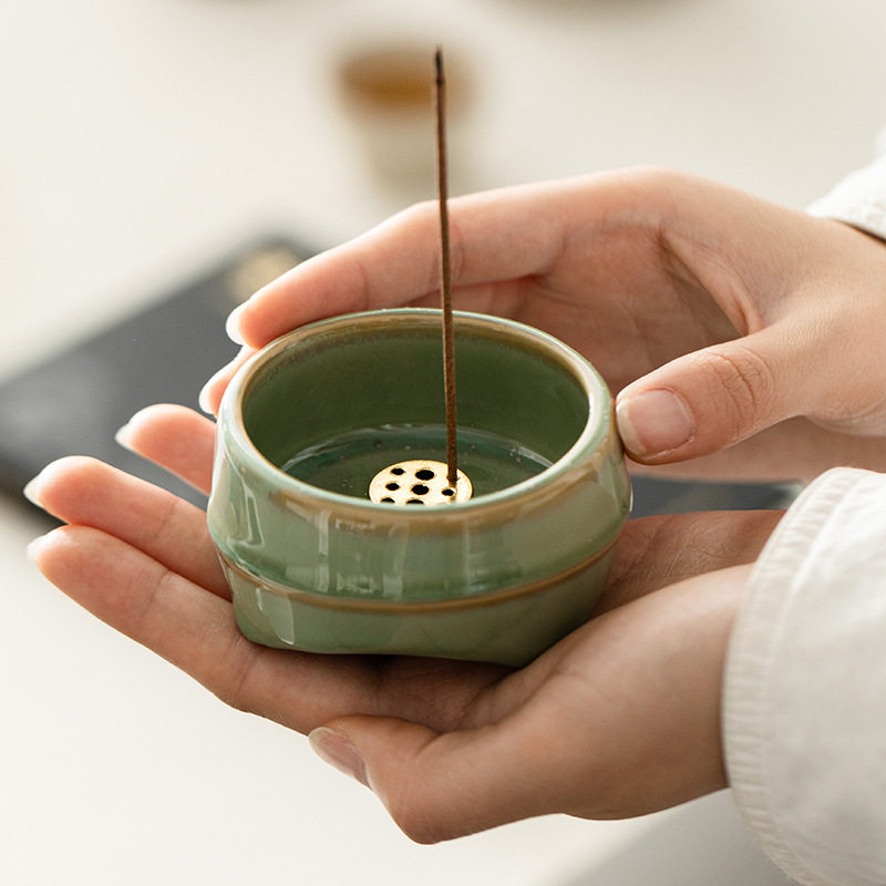 香插香座陶瓷摆件檀沉香香炉茶桌香薰炉线小室内创意家用迷你创意