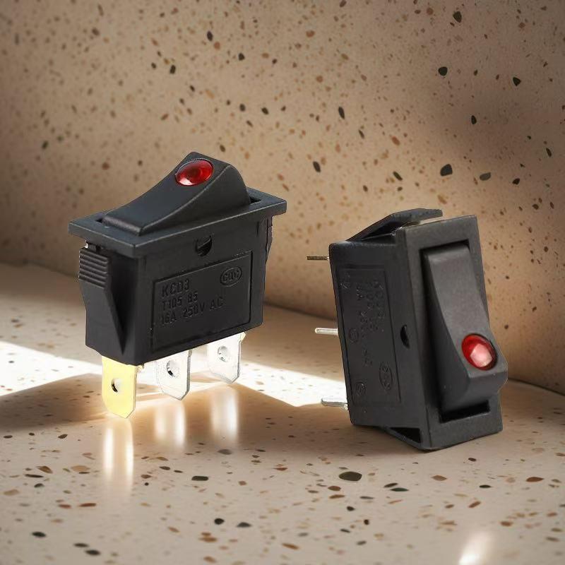 电锅船型单开关猫眼红色灯KCD3多用锅单开关电热锅电炒锅开关配件