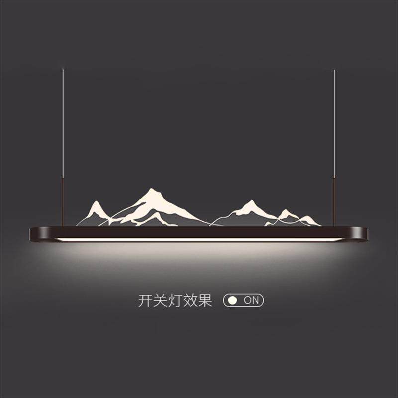 新中式禅意茶室吊灯浮雕云彩冰山设计师创意山水书房餐厅吧台灯具