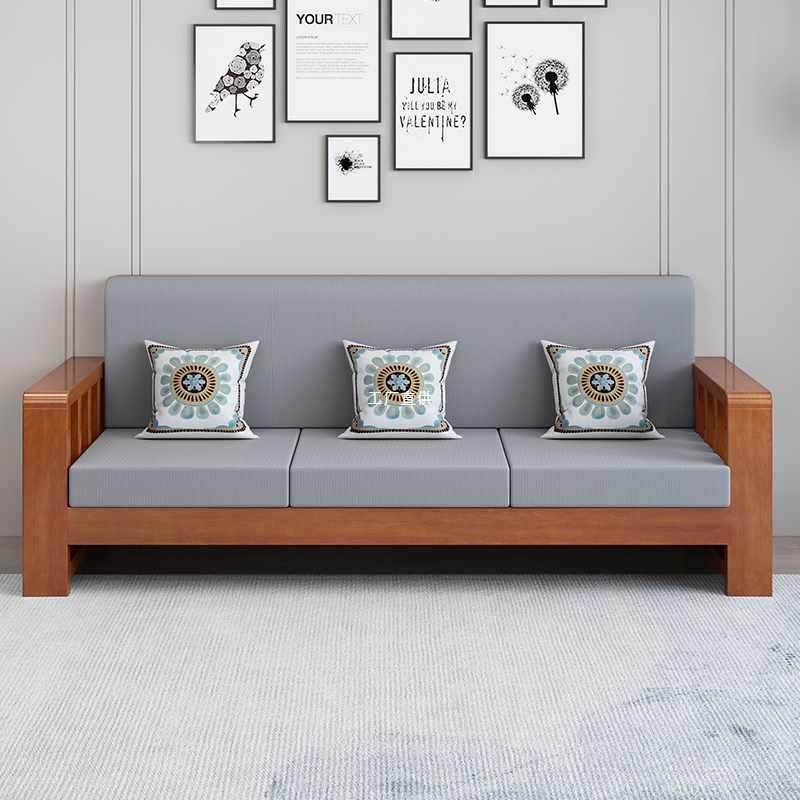 全实木沙发组合客厅2024新款小户型新中式现代经济型三人纯木沙发