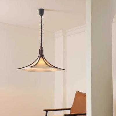 法式中古卧室吊灯侘寂风餐厅吊灯南洋风复古民宿客厅布艺草帽吊灯