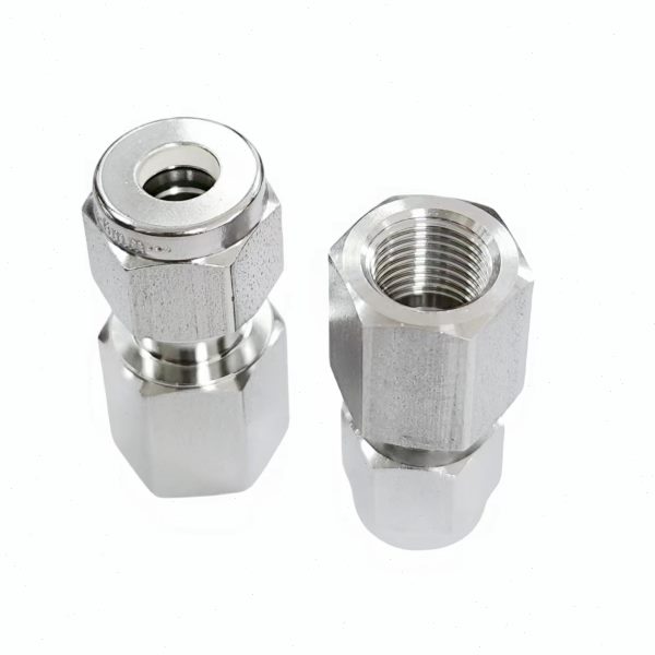316不锈钢压力表转接头1/4NPT 1/8 3/8 1/2内丝转双卡套1/16螺钉