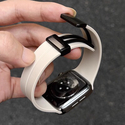 适用iwatchs10手表带新款硅胶s9苹果手表链夏日applewatchs8夏天小众创意se夏季轻奢7高级感6男款5气质感透气