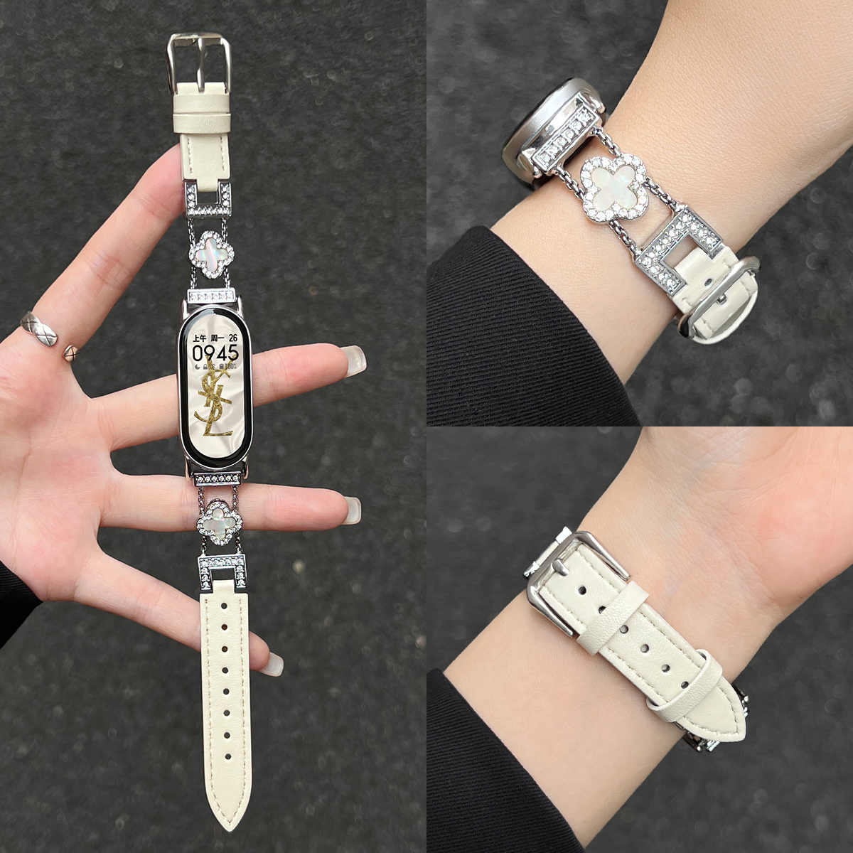 UHADA秋冬新款四叶草皮质手表带