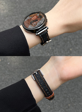 适用华为gt4手表带gt5/6新款watch4高级感真皮手表带gt3pro表链watchgt2女款智能手表链荣耀女士透气腕表41mm