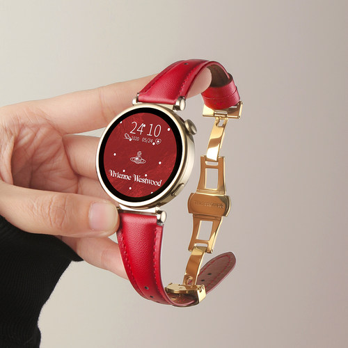 Uhada真皮蝴蝶扣表带高级感红色