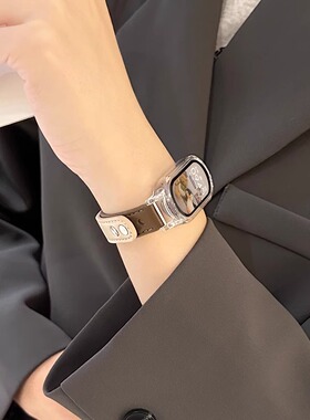 适用小米手环10/9/8手表带链新品陶瓷版76543nfc版创意真皮手腕带智能运动七八九代高级感替换手表链女生夏天