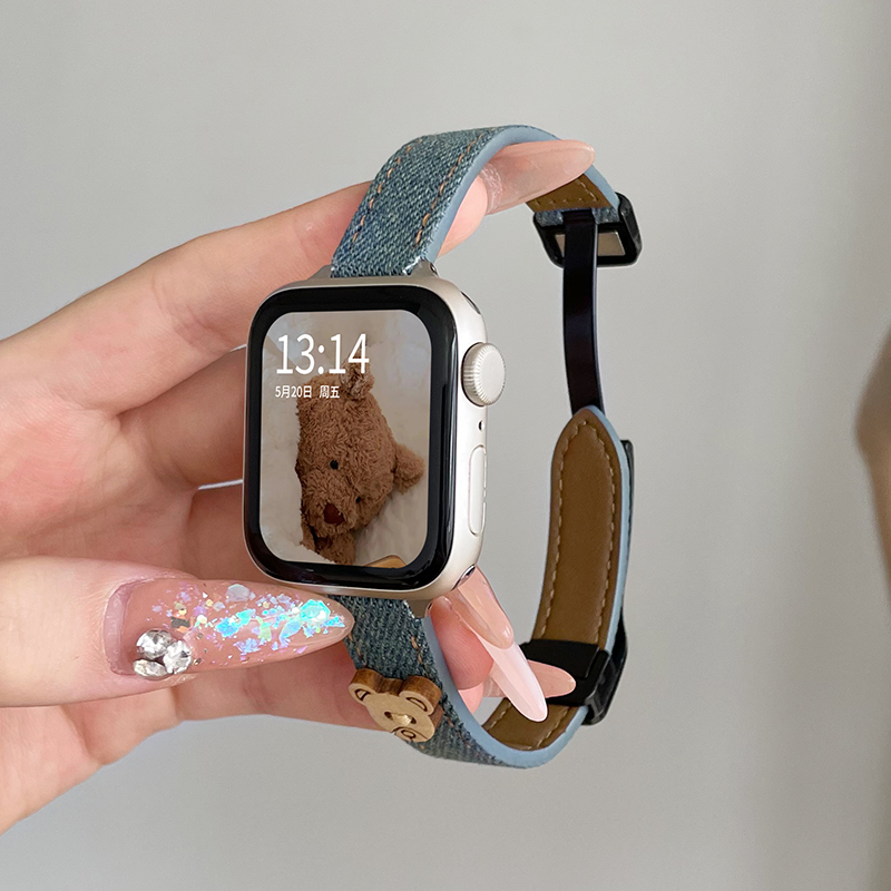applewatch小熊牛仔磁吸扣表带