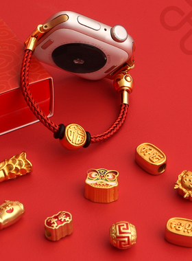 适用华为fit3手表带新年红色系列串珠手链watchfit2手表链女生秋冬1创意新款4pro女款腕表智能运动watch fit4