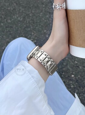 适用applewatchultra手表带s10高级感iwatchs9腕带11女款s8手表链iwatchse小众s7女式s6苹果手表链s5夏季金属