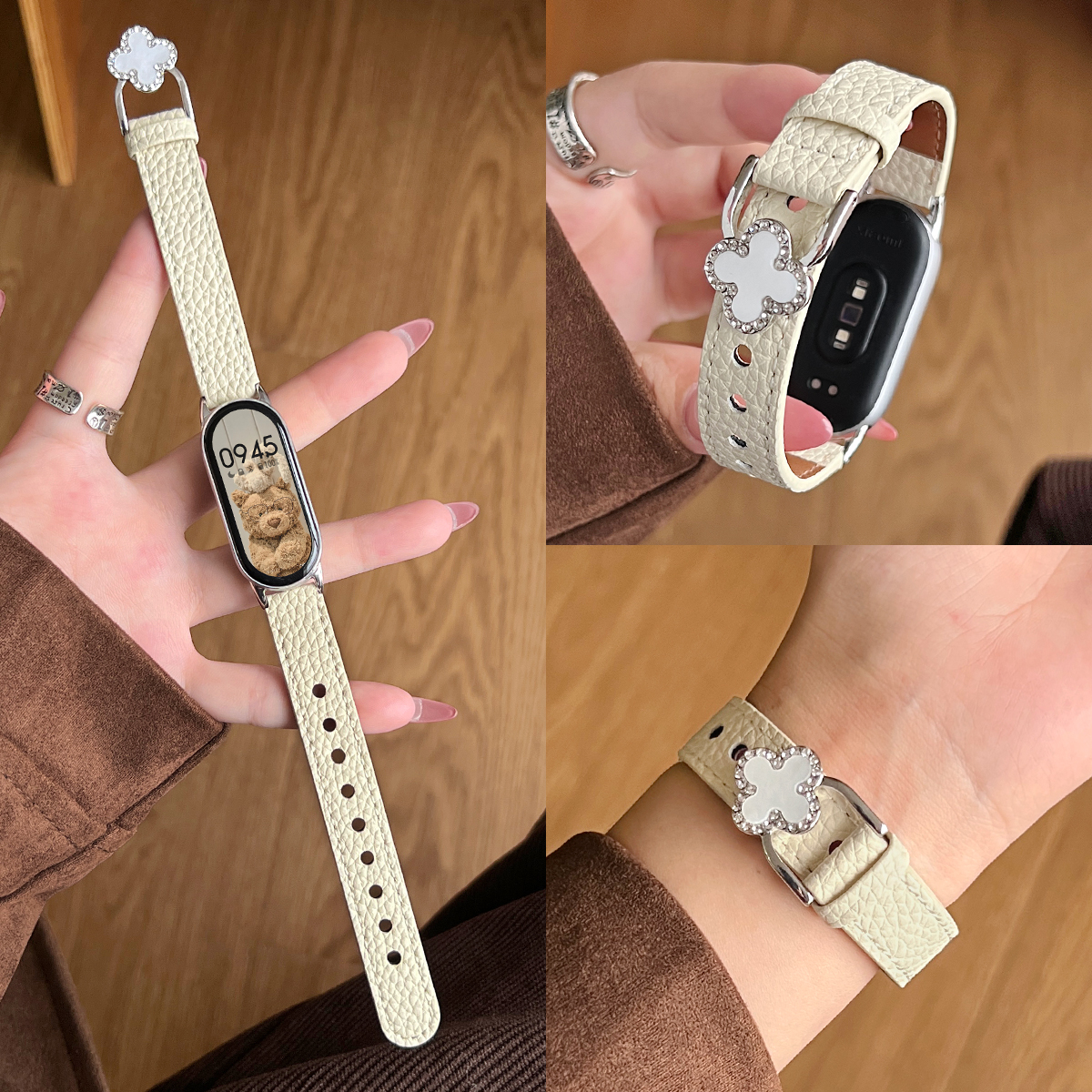 UHADA新款时尚四叶草荔枝纹表带