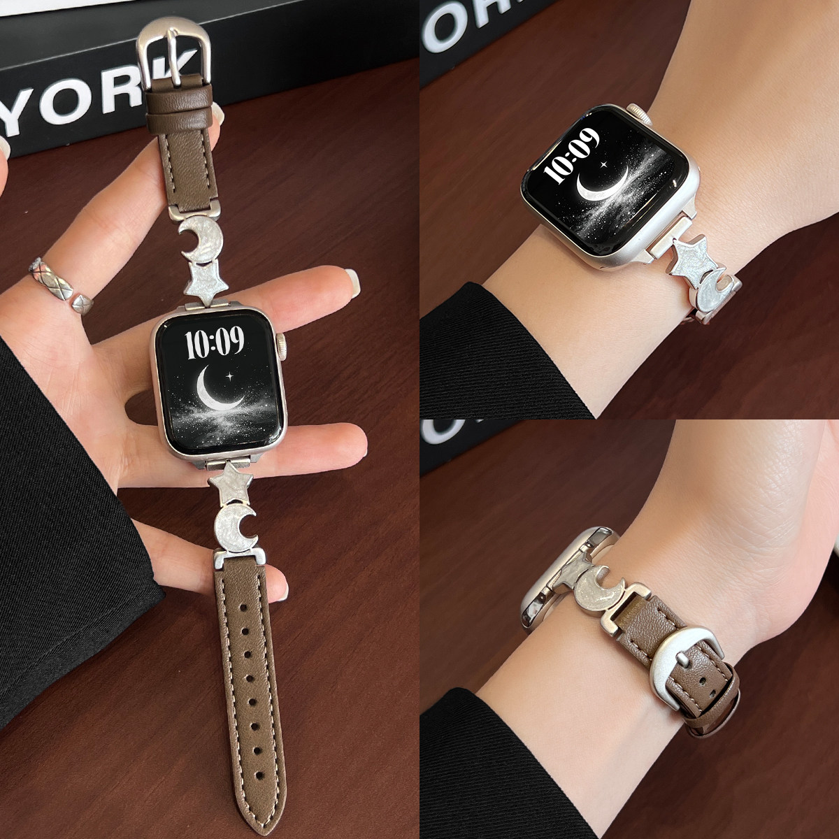 适合iwatchs12手表带链皮质applewatchs11新品苹果智能10代高端气质搭配9设计感手链款8女士高级感se女款金属
