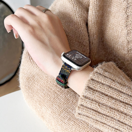 UHADA毛呢皮质表带高级感秋冬女