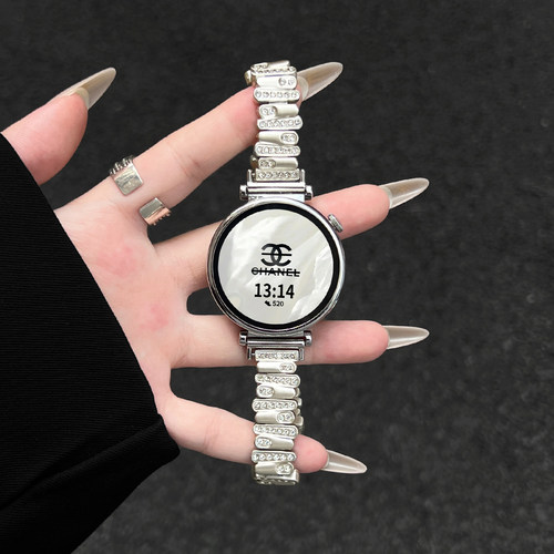 UHADA镶钻不规则蝴蝶扣金属表带