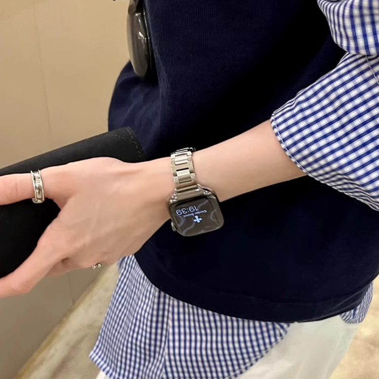 金属工字蓝气球蝴蝶扣表带高级感