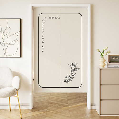 日系奶油风厨房门帘卧室房间家用免打孔过道客厅厕所遮挡隔断半帘