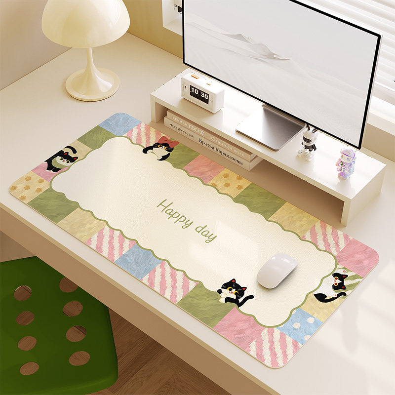 卡通多巴胺鼠标垫超大号电脑办公桌面保护垫防水防尘免洗书桌桌布