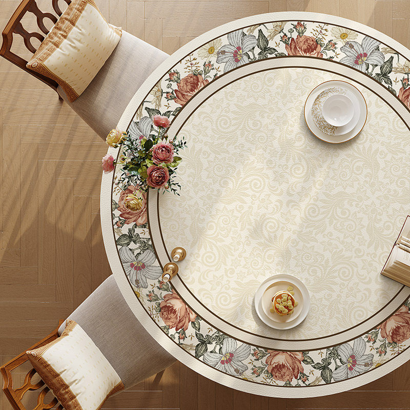 轻奢美式圆桌布防水防油免洗皮革餐桌垫防烫茶几台布桌面保护垫子,居家布艺,桌布,淘宝优惠券,粉丝福利购,淘宝优惠卷