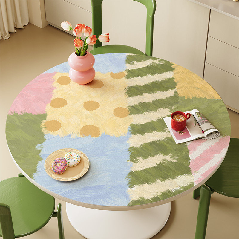 清新美式圆桌桌布防水防油免洗圆桌垫高级感圆形餐桌垫茶几保护垫,居家布艺,桌布,淘宝优惠券,粉丝福利购,淘宝优惠卷