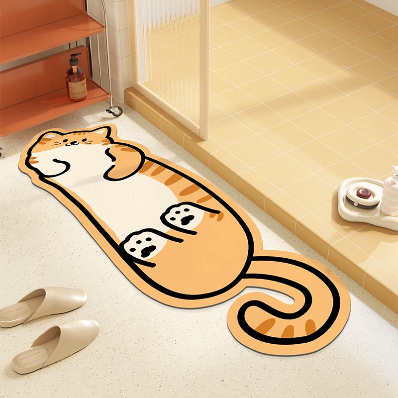 卡通门槛石地垫硅藻泥吸水窄长条浴室入户进门口卫生间地毯脚垫子