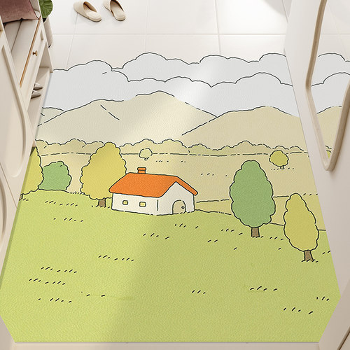 田园入户门地垫家用 皮革进门玄关室内脚垫防滑可擦pvc地毯可裁剪