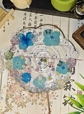 国风迷你水波纹扇中式手作首选