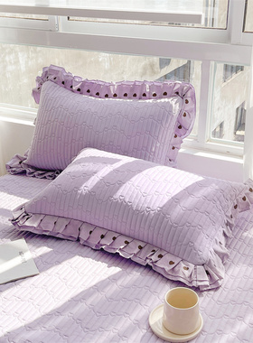 ins小仙女紫色全棉枕套一对装48*74夹棉加厚纯棉枕头套宿舍枕芯罩